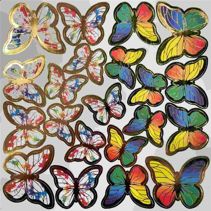 Kağıt Kelebek Dekoratif Süs Varaklı Renkli