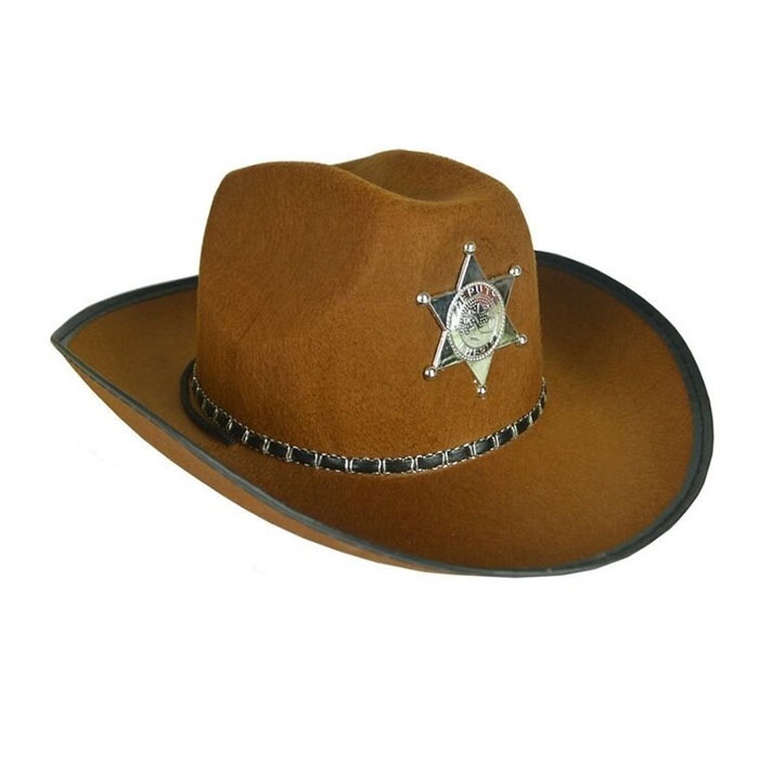 Kahverengi Kovboy Şerif Lüks Şapka