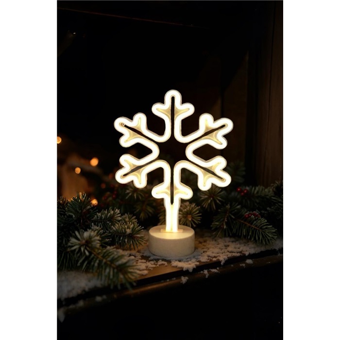 Kar Tanesi Neon Led Işıklı Masa Gece Lambası