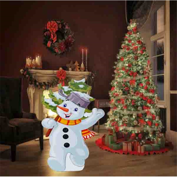 Kardan Adam Çam Ağaçlı Ayaklı Pano