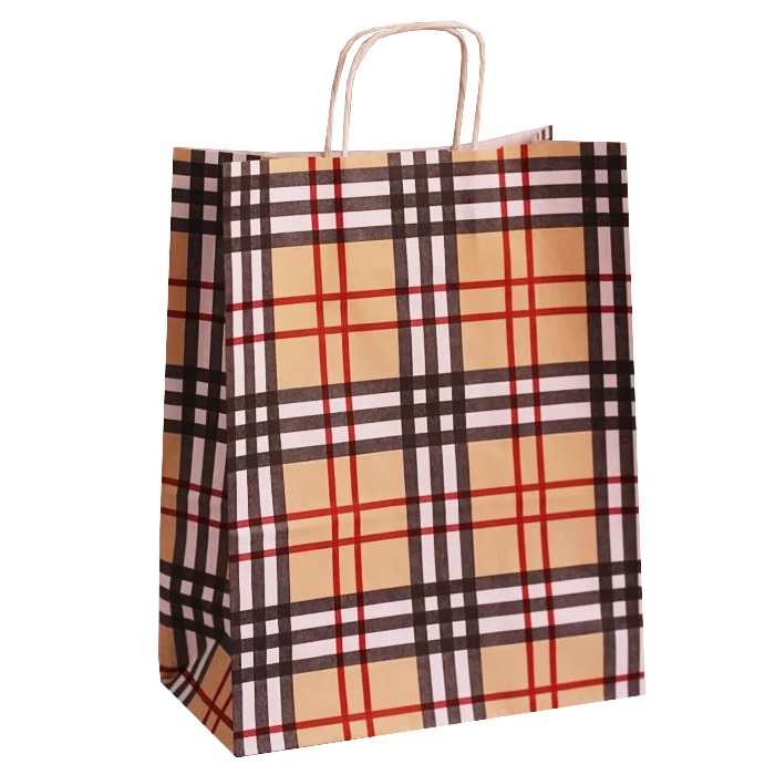 Kareli Desen Hediye Paketi Çantası