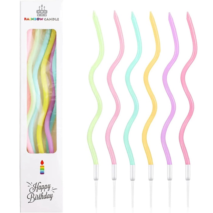 Karışık Renkli Pastel Spiral Pasta Mumu