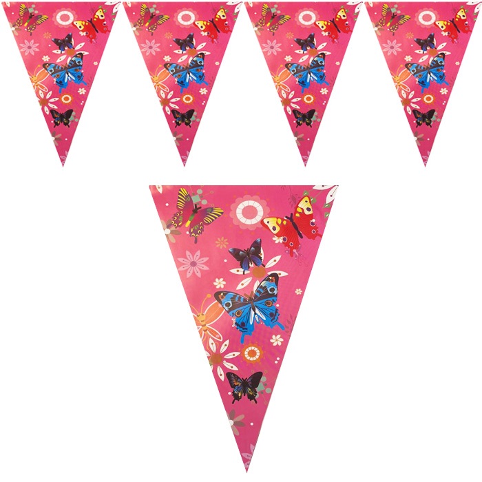 Kelebek Baskılı Bayrak Flama