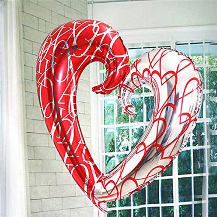 Kırmızı Beyaz Kalp Folyo Balon
