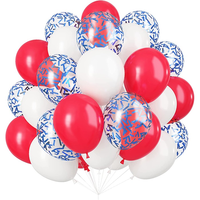 Kırmızı Beyaz Renkli Konfetili Balon