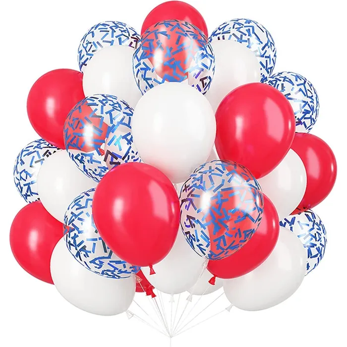 Kırmızı Beyaz Renkli Konfetili Balon