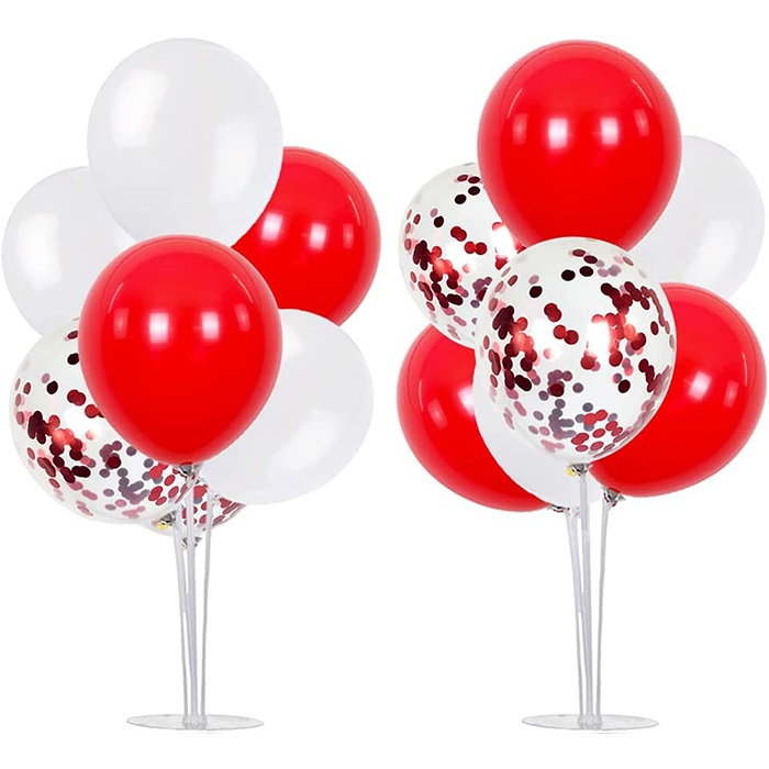 Kırmızı Beyaz Konfetili Balon Standı