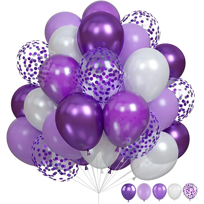 Mor Renkli Konfetili Balon