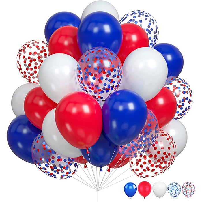 Kırmızı Beyaz Lacivert Renkli Konfetili Balon