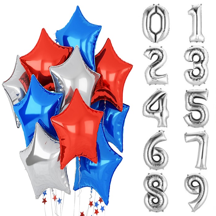 Kırmızı Gümüş Lacivert Balon Seti