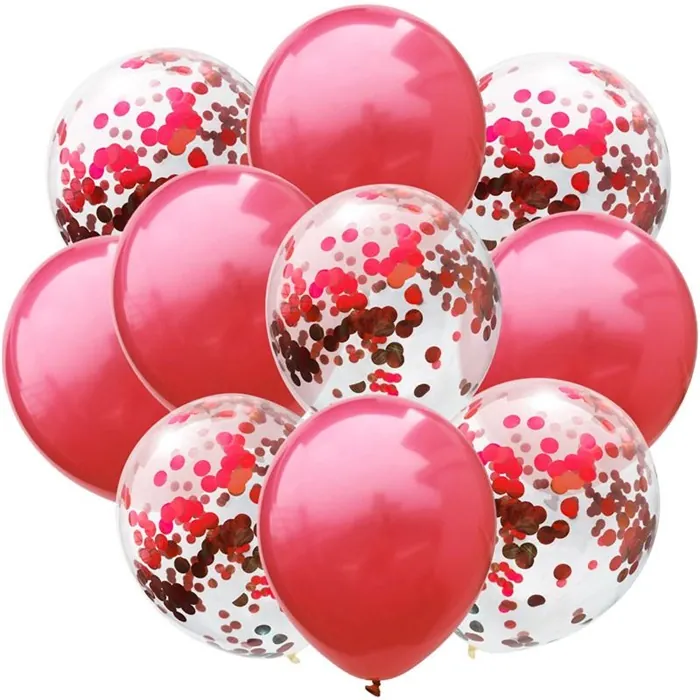 Metalik Kırmızı Konfetili Balon