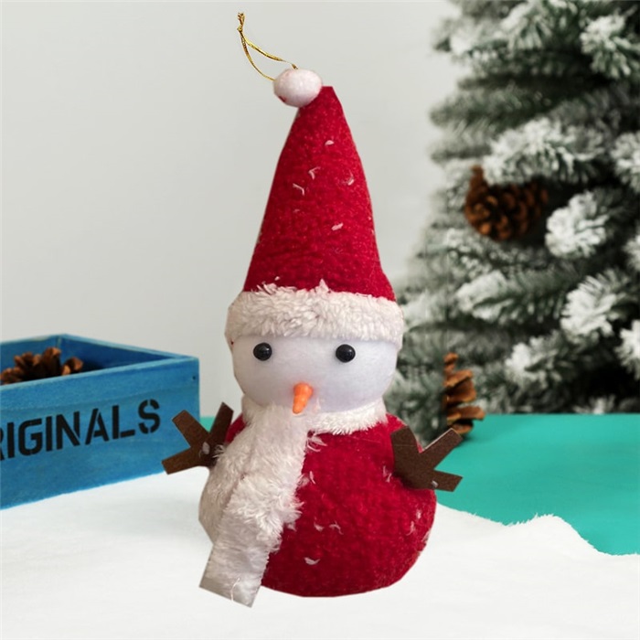 Kırmızı Renkli Kardan Adam Asma Süs