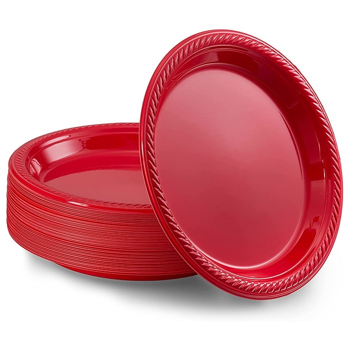 Kırmızı Renkli Plastik Tabak