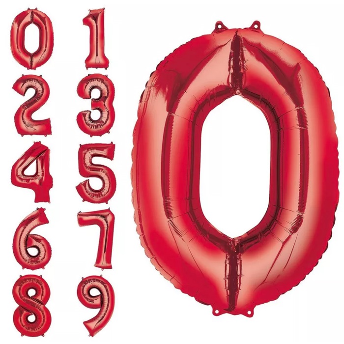 Kırmızı Renkli Rakam Folyo Balon