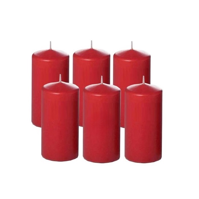 Kırmızı Renkli Silindir Mum 3 Adet