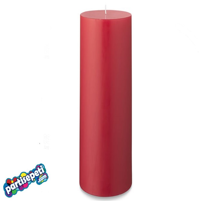 Kırmızı Uzun Silindir Mum
