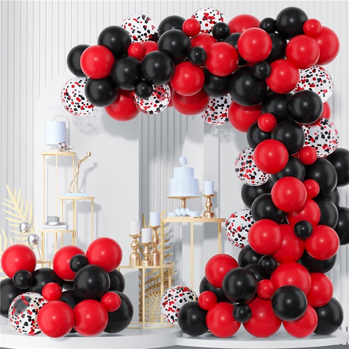 Kırmızı Siyah Renkli Zincir Balon Seti