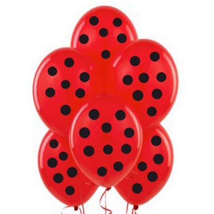 Kırmızı Üzeri Siyah Puanlı Baskılı Balon