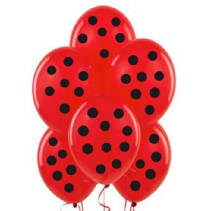 Kırmızı Üzeri Siyah Puanlı Baskılı Balon