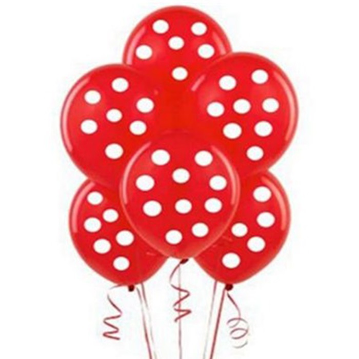 Kırmızı Üzerine Beyaz Puanlı Latex Balon