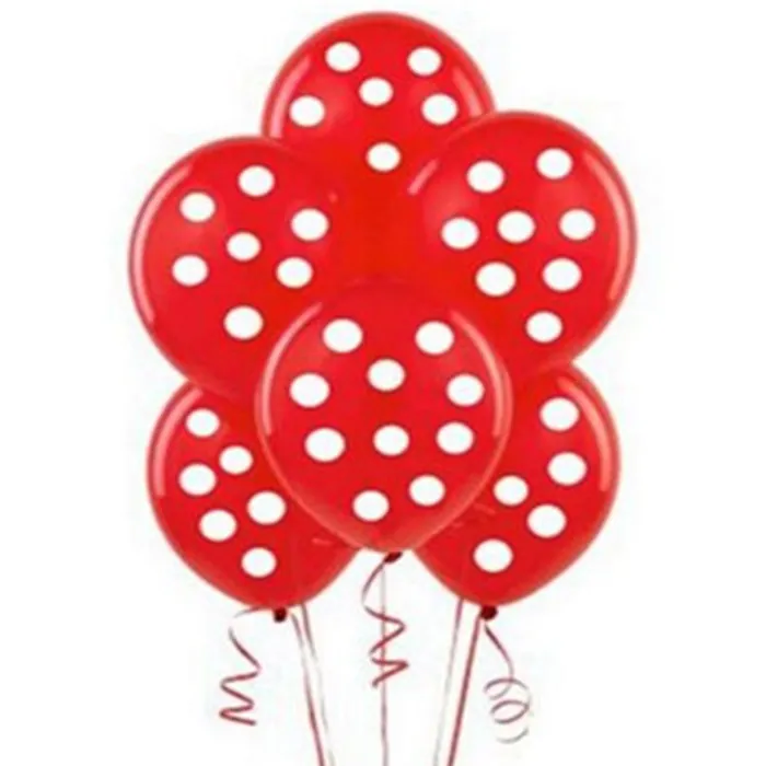 Kırmızı Üzerine Beyaz Puanlı Latex Balon