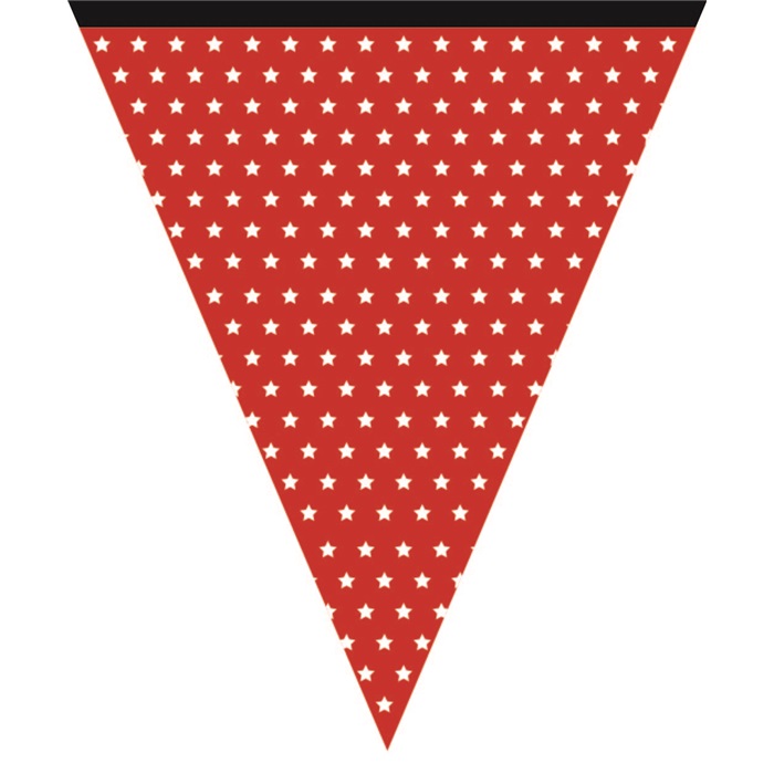 Yıldız Baskılı Kırmızı Bayrak Flama