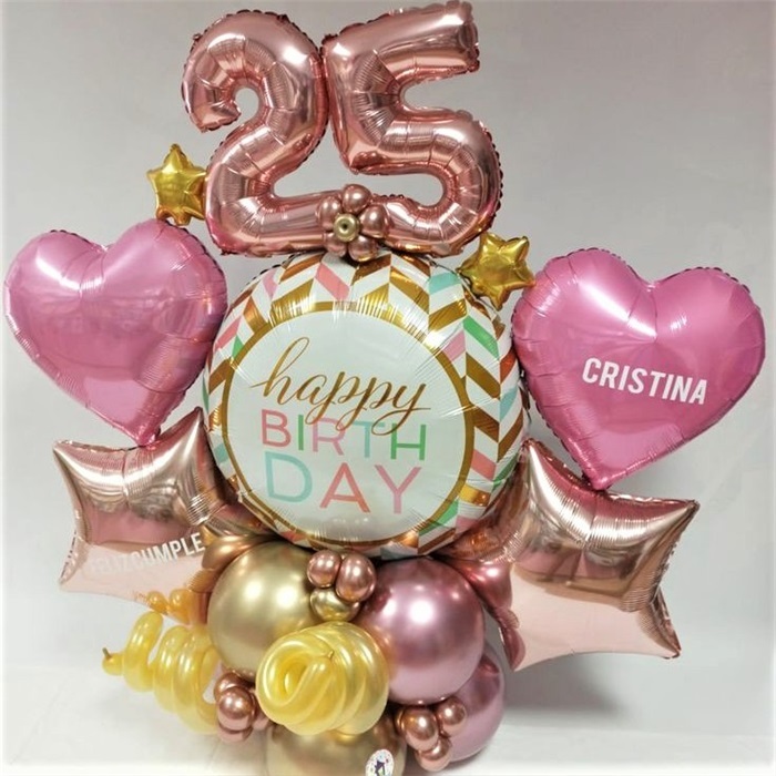 Kişiselleştirilebilir Happy Birthday Balon Buket Aranjman
