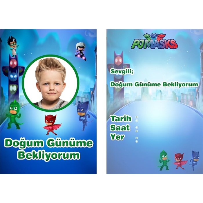 Kişiye Özel Pijamaskeliler Davetiye