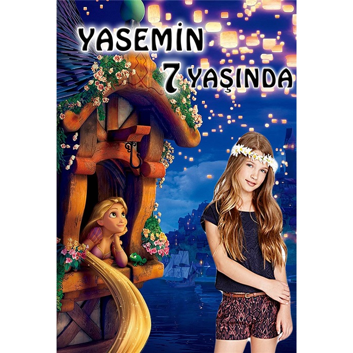 Kişiye Özel Rapunzel Temalı Ayaklı Pano