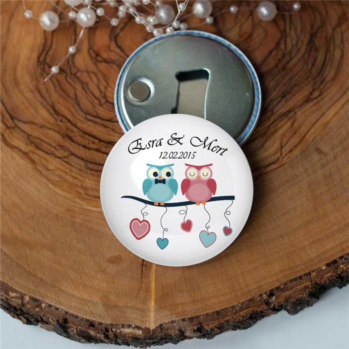 Kişiye Özel Mıknatıslı Baykuş Kalpli