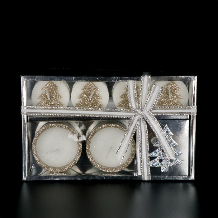 Gümüş Renkli Çam Ağacı Hediyelik Mum