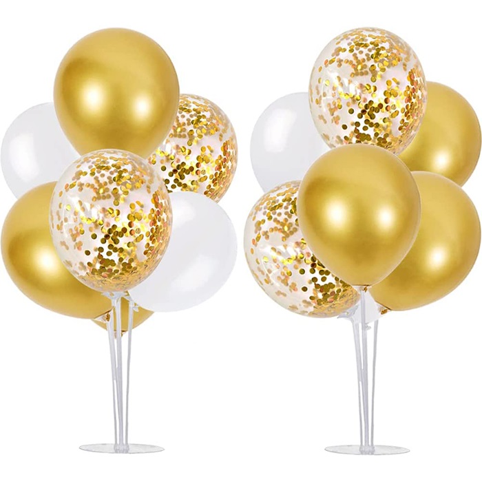 Krom Gold Beyaz Konfetili Balon Standı
