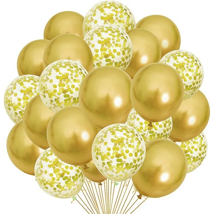 Krom Gold Konfetili Balon