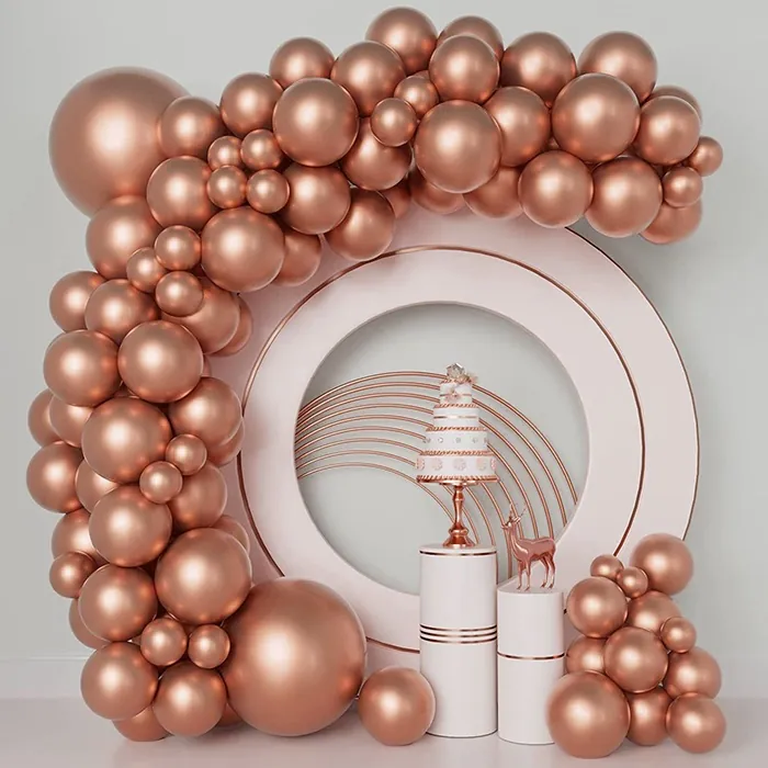 Krom Gold Rose Renkli Zincir Balon Seti