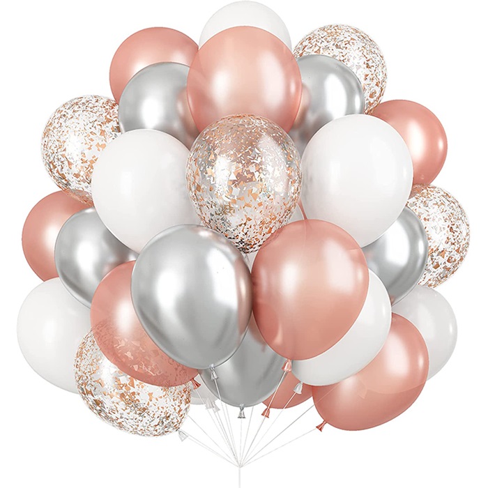 Krom Gümüş Konfetili Balon Seti