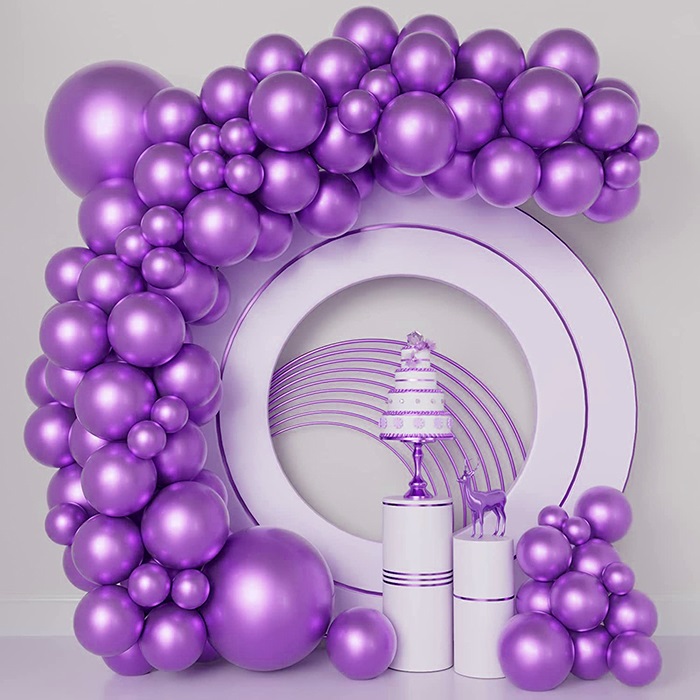 Krom Mor Renkli Zincir Balon Seti