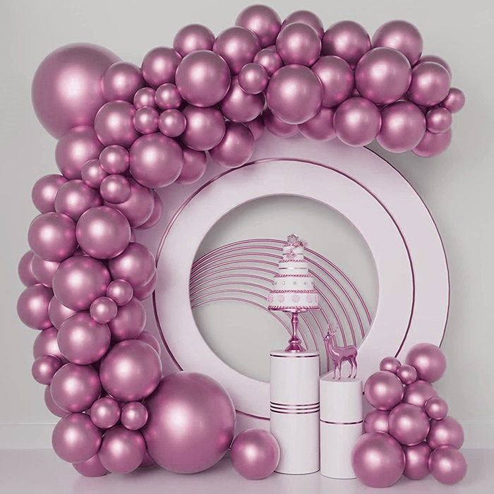 Krom Pembe Renkli Zincir Balon Seti