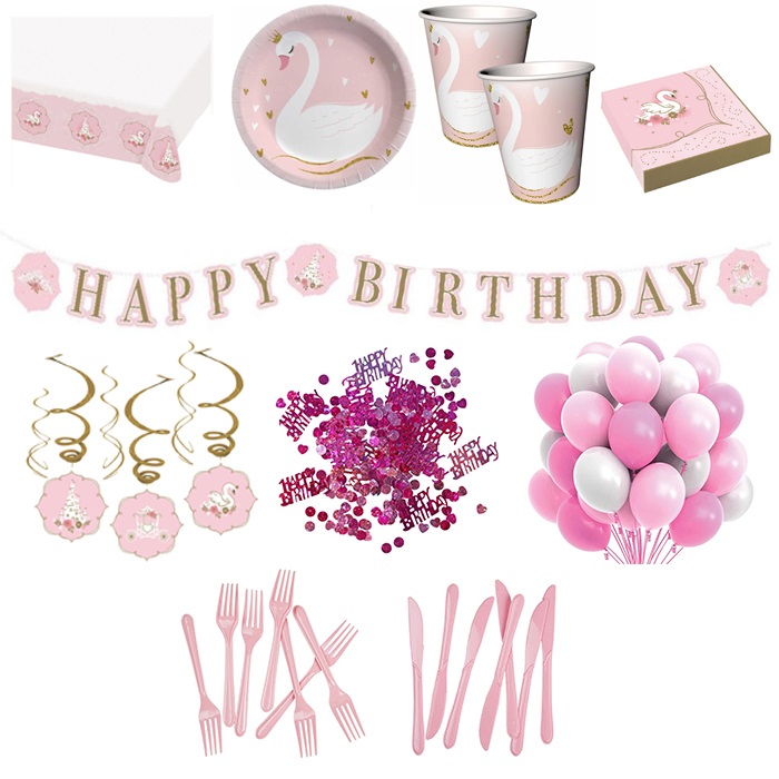 Kuğu Temalı Doğum Günü Parti Seti 16 Kişilik