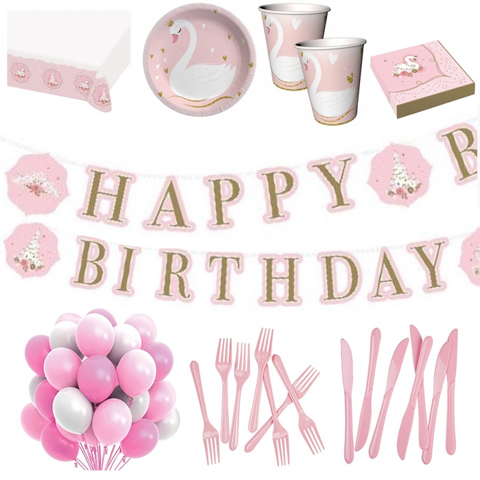 Kuğu Temalı Doğum Günü Parti Seti 8 Kişilik