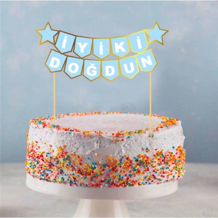 Kürdan Pasta Üstü İyiki Doğdun Mavi