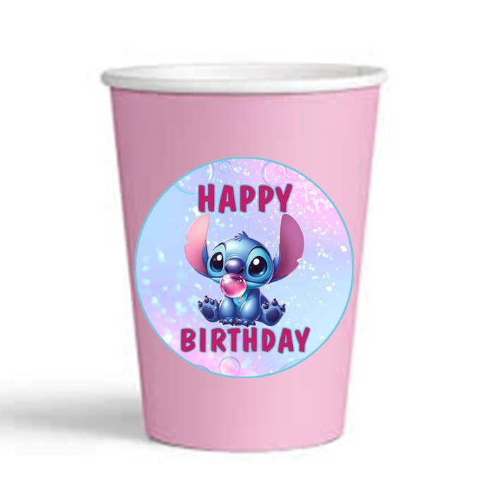 Stitch Pembe Karton Bardak