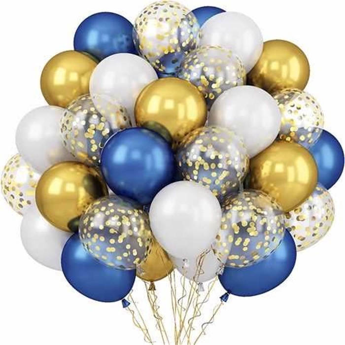 Lacivert Gold Beyaz Renkli Uçan Balon