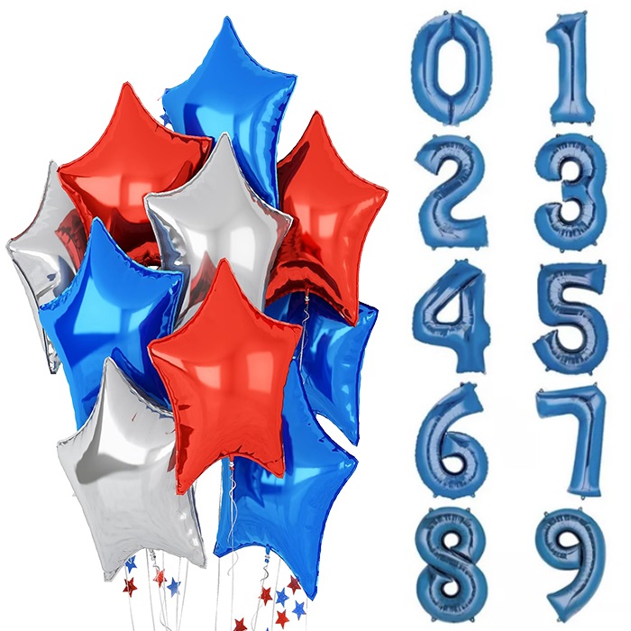 Lacivert Kırmızı Gümüş Balon Seti