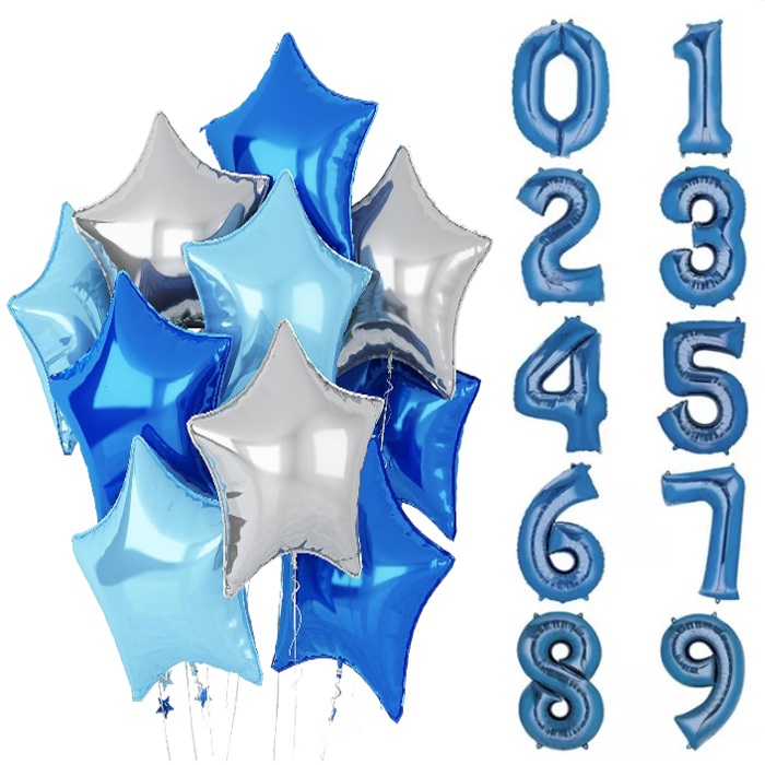 Lacivert Renkli Rakam Balon Seti