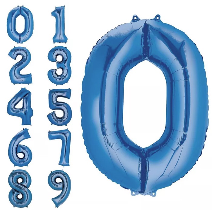 Lacivert Renkli Rakam Folyo Balon