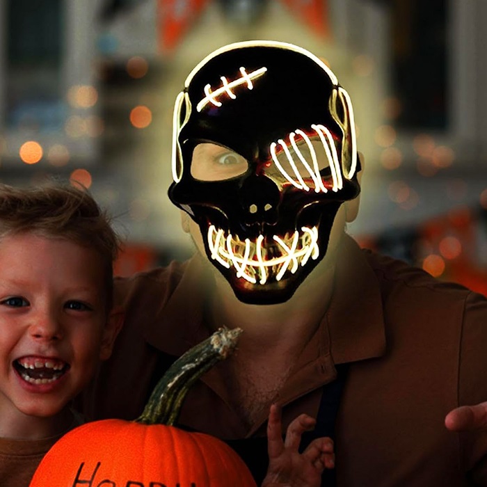 Led Işıklı Cadılar Bayramı Kuru Kafa Maske
