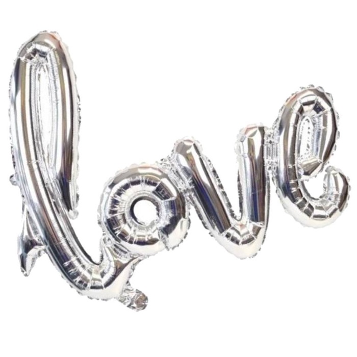 Love Gümüş Renkli Yazılı Folyo Balon