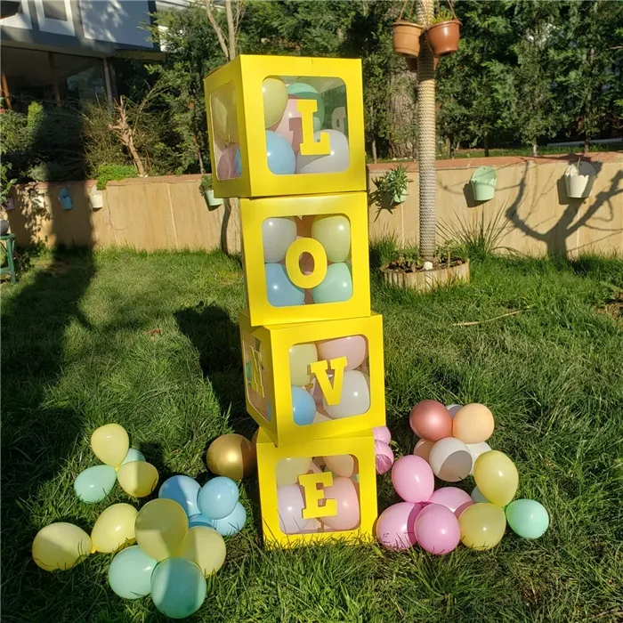 Love Yazılı Şeffaf Kutu Sarı