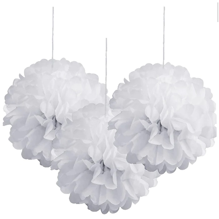 Amscan Lüks Ponpon Çiçek Beyaz