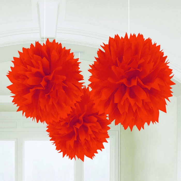 Amscan Lüks Ponpon Çiçek Kırmızı